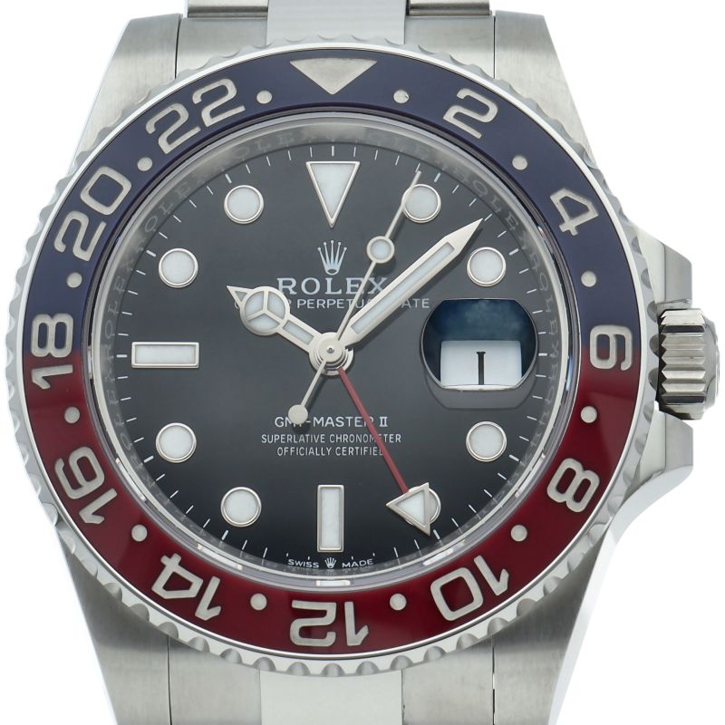 Rolex GMT Master 2 Watch Oyster Box SS Black Polished