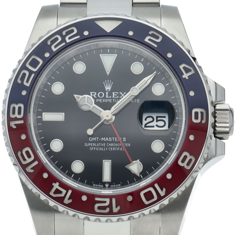 Rolex GMT Master 2 Watch Oyster Box SS Black Polished