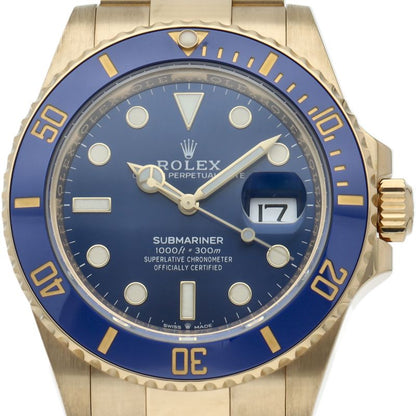 Rolex Submariner Date Watch Blue Box 18k Yellow Gold Polished