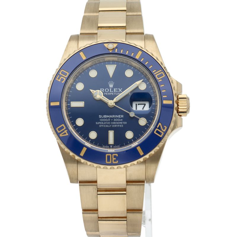 Rolex Submariner Date Watch Blue Box 18k Yellow Gold Polished — view 2