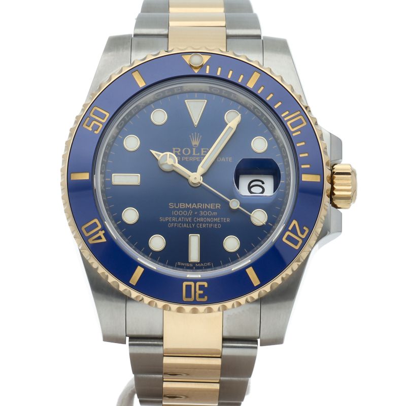 Rolex Submariner Date Watch Blue Box 18k Yellow Gold SS Polished — view 2