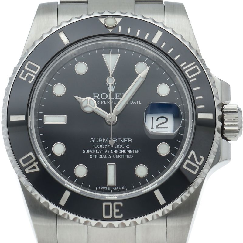 Rolex Submariner Date Watch SS Black Polished