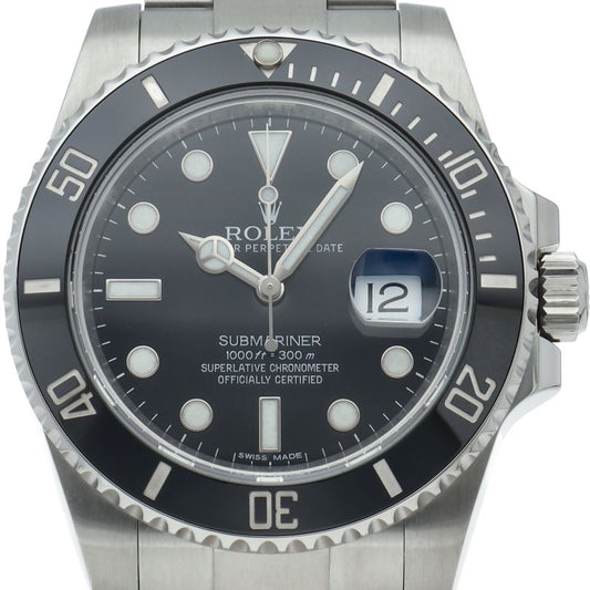 Rolex Submariner Date Watch SS Black Polished