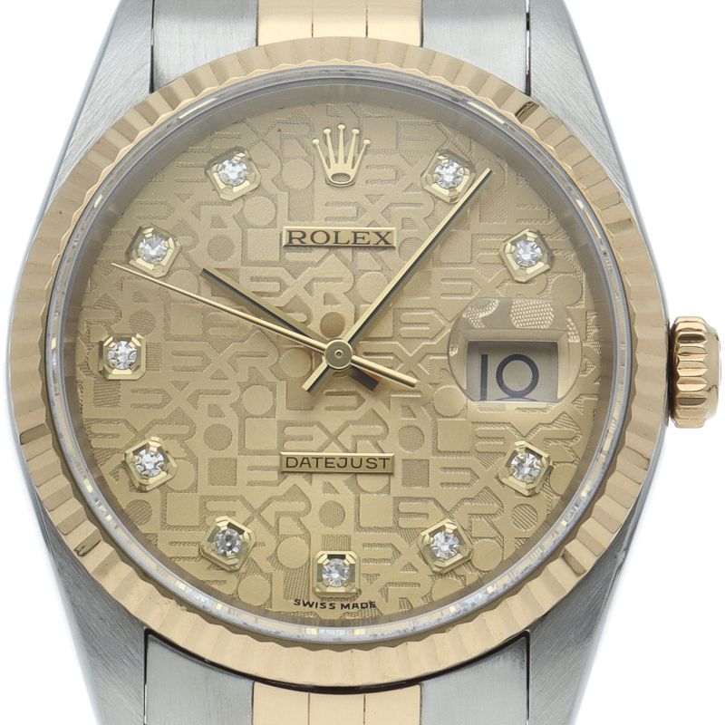 Rolex Datejust Watch Diamond Computer Dial 18k Yellow Gold SS