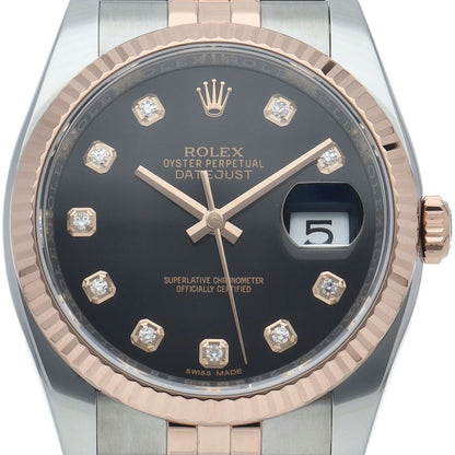 Rolex Datejust 36 Watch Diamond Box 18k Pink Gold SS