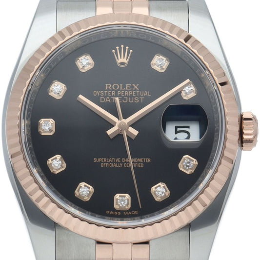 Rolex Datejust 36 Watch Diamond Box 18k Pink Gold SS