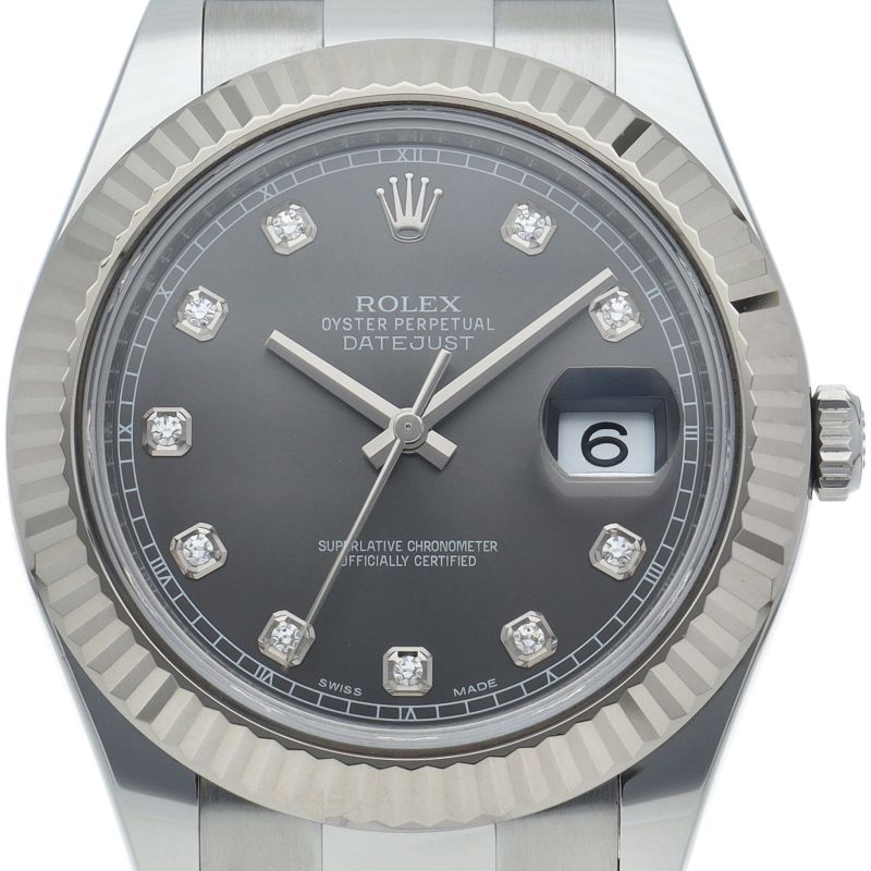Rolex Datejust 2 Watch Oyster Diamond 18k White Gold SS
