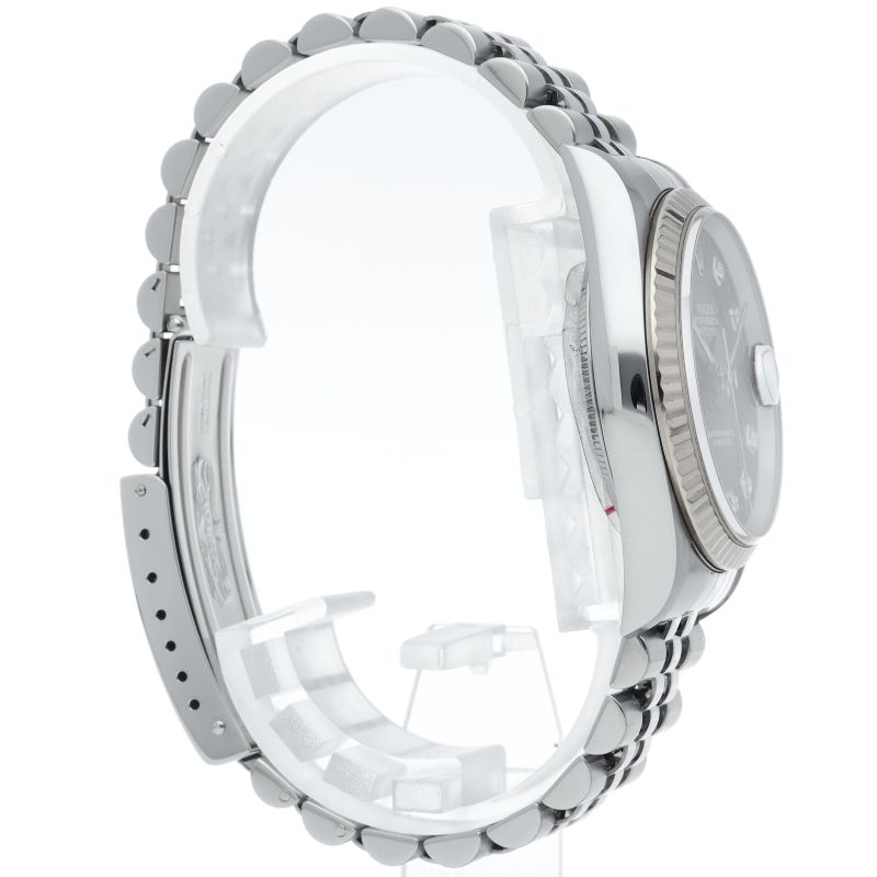 Rolex Datejust Watch Diamond 18k White Gold SS Black Polished 20 — view 4