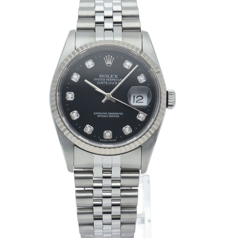 Rolex Datejust Watch Diamond 18k White Gold SS Black Polished 20 — view 2