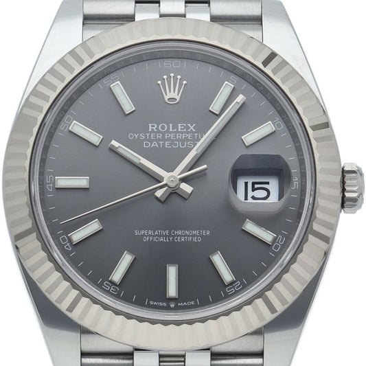 Rolex Datejust 41 Watch Jubilee Box 18k White Gold SS Gray Polished