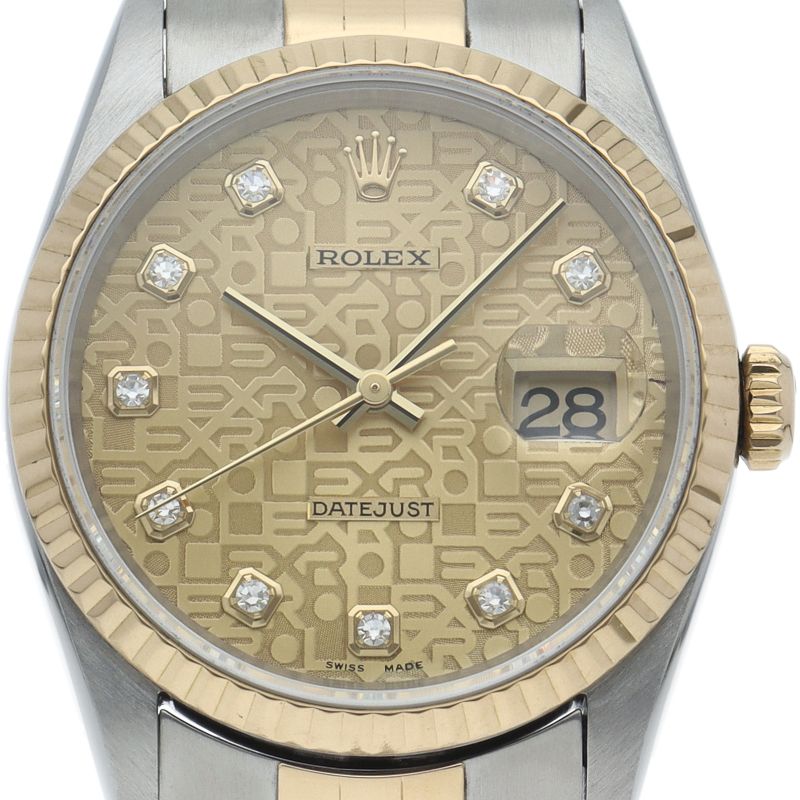 Rolex Datejust Watch Diamond Computer Dial 18k Yellow Gold SS