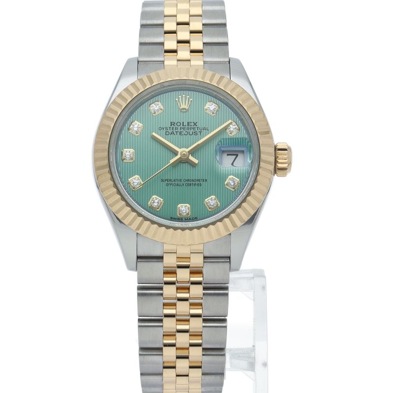 Rolex Datejust 28 Watch Jubilee Diamond Mint Green Tapestry — view 2