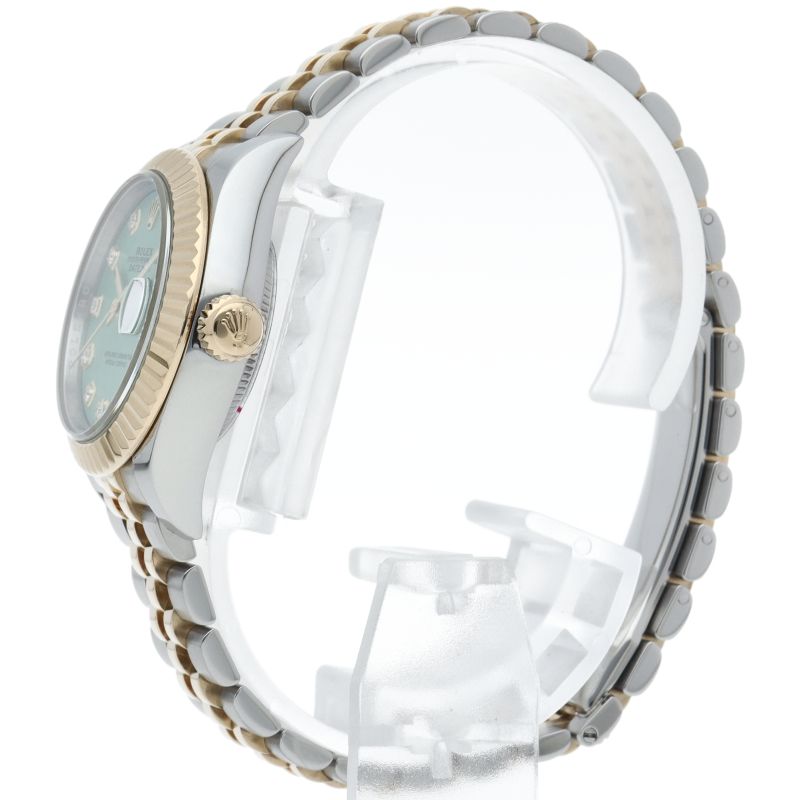 Rolex Datejust 28 Watch Jubilee Diamond Mint Green Tapestry — view 3