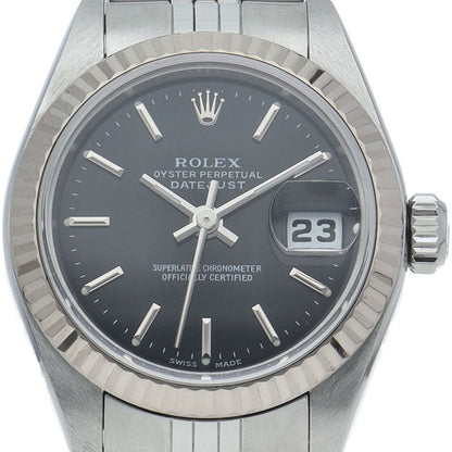 Rolex Datejust Watch 18k White Gold SS Black Polished