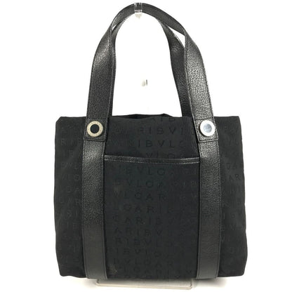 Bvlgari Handbag Logo Mania Pouch Leather Canvas Black — view 3