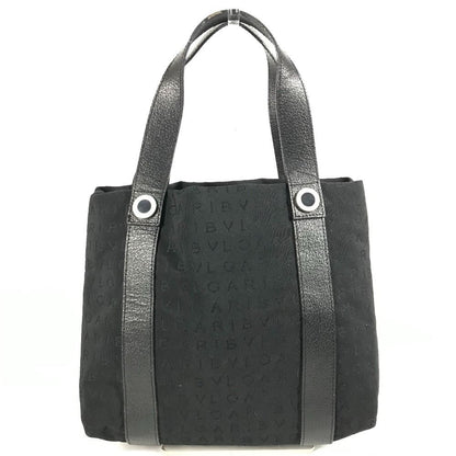 Bvlgari Handbag Logo Mania Pouch Leather Canvas Black — view 2