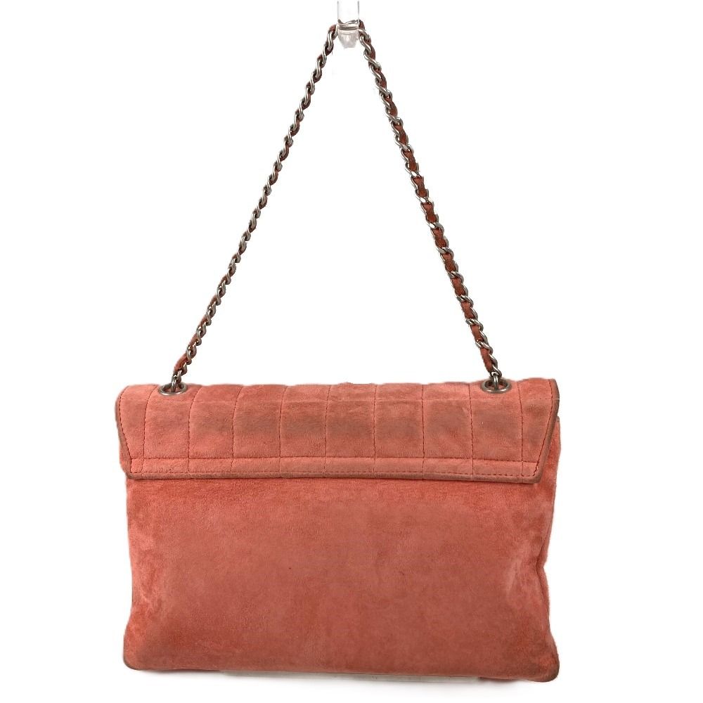 Chanel Shoulder Bag Choco Bar Suede Pink — view 6