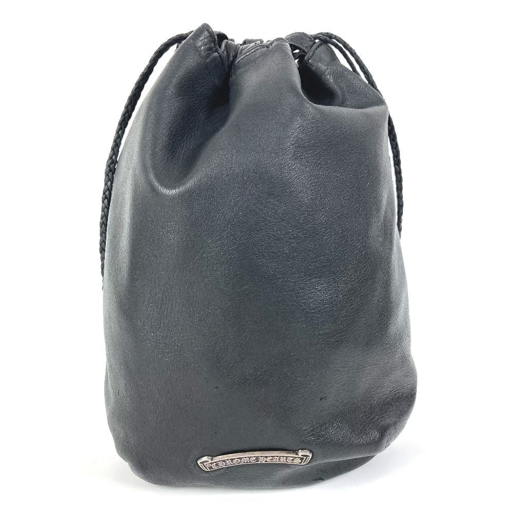 Chrome Hearts Handbag BS Drawstring Purse Leather Black — view 3