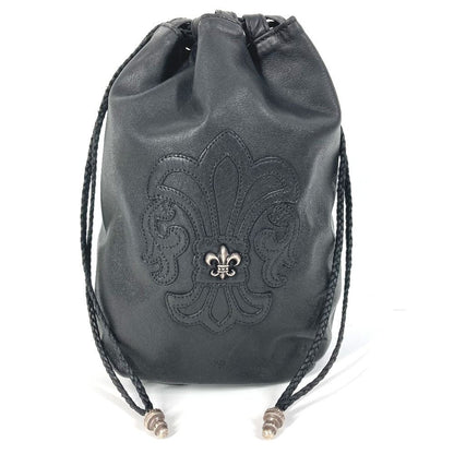 Chrome Hearts Handbag BS Drawstring Purse Leather Black