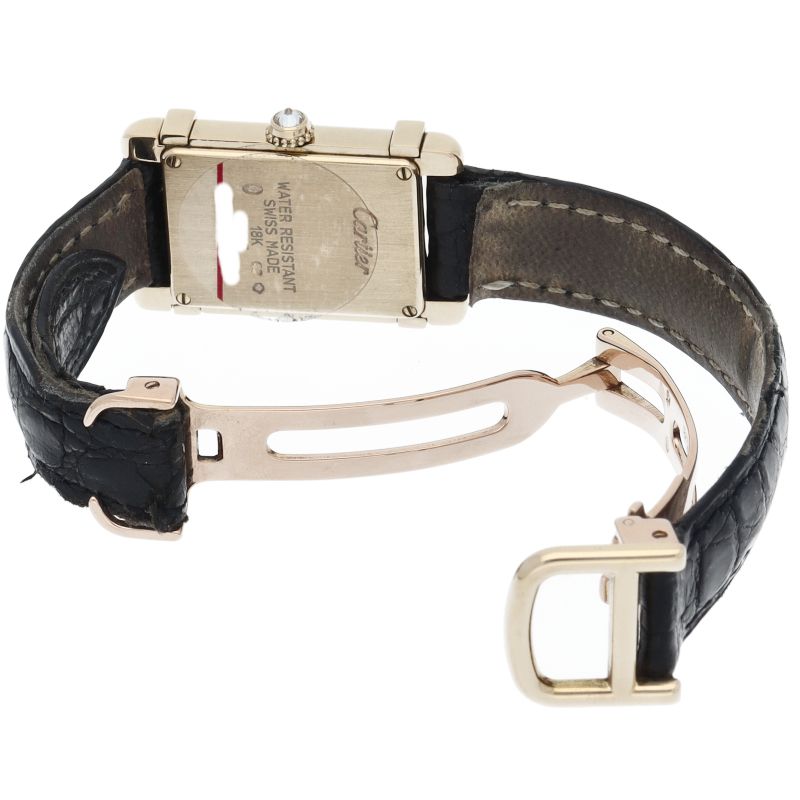 Cartier Tank Chinoise SM Watch Diamond Bezel 18k Yellow Gold Leather Silver — view 5