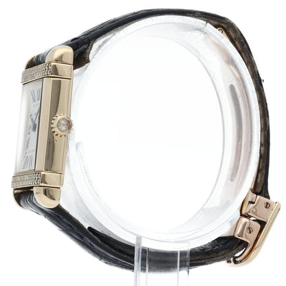 Cartier Tank Chinoise SM Watch Diamond Bezel 18k Yellow Gold Leather Silver — view 3