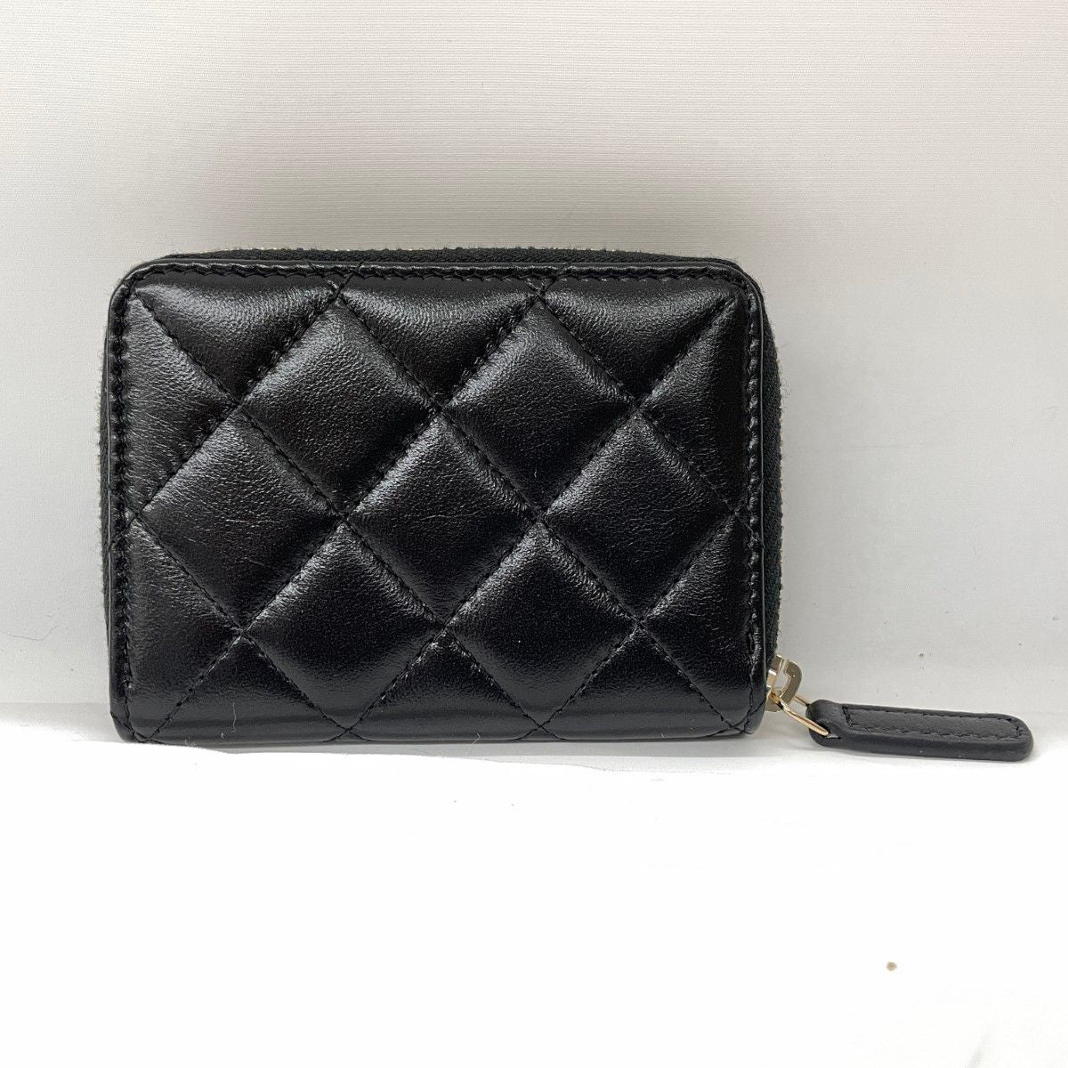 Chanel Zip Coin Purse CC Logo Lambskin Gold Black — view 2