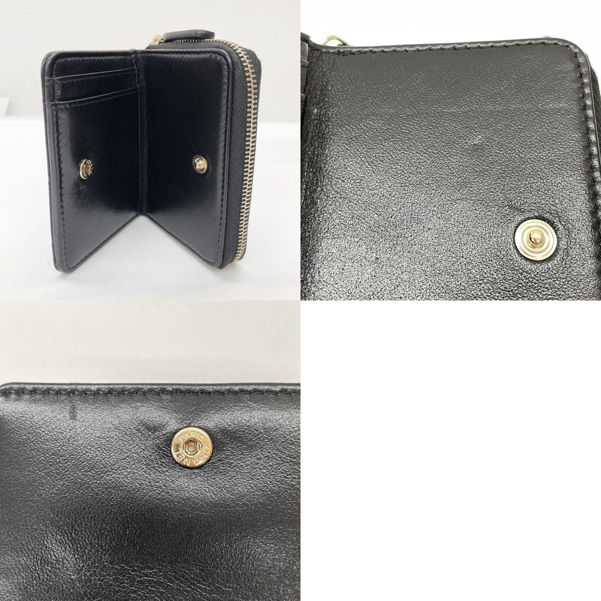 Chanel Zip Coin Purse CC Logo Lambskin Gold Black — view 7