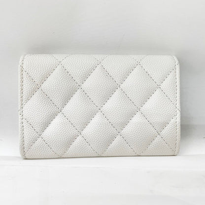Chanel Wallet Coin Case CC Logo Small Flap Caviar Leather White — view 2