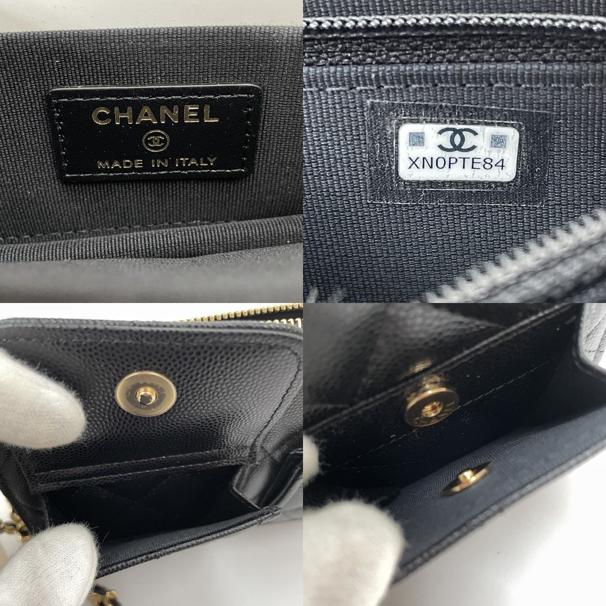 Chanel Clutch Caviar Leather Quilted Chain Wallet Black — view 9