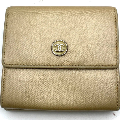 Chanel Hook Fold Wallet Coco Button Leather