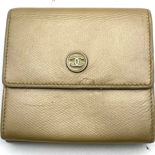Chanel Hook Fold Wallet Coco Button Leather