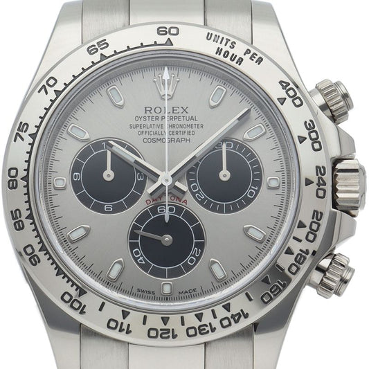 Rolex Cosmograph Daytona Watch Steel Black Box 18k White Gold Gray Polished