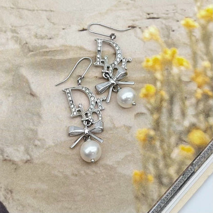 Dior Logo Line Stone Earrings