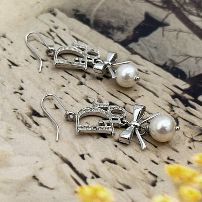 Dior Logo Line Stone Earrings — view 3