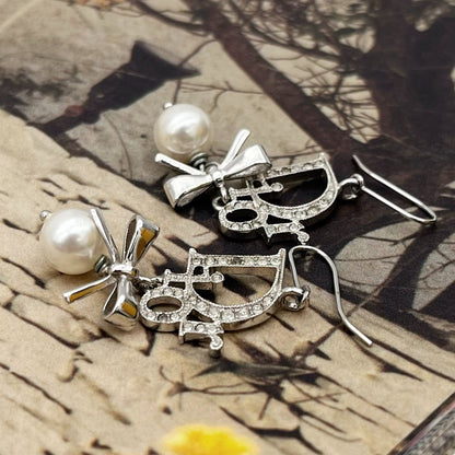 Dior Logo Line Stone Earrings — view 4