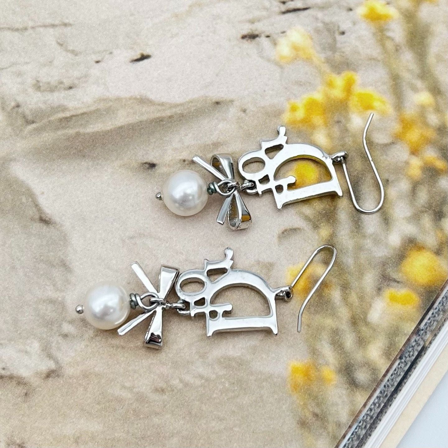 Dior Logo Line Stone Earrings — view 2