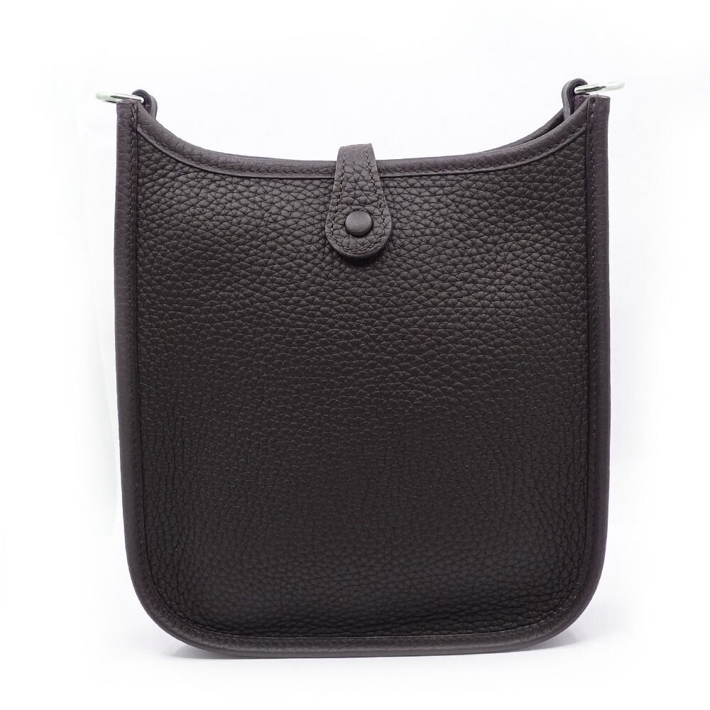Hermes Evelyne TPM Shoulder Bag Taurillon Clemence Pull Noir Purple Silver — view 2