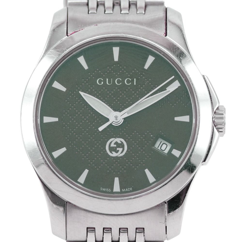 Gucci 126.5 Stainless Steel Quartz Analog Display Green Dial Watch