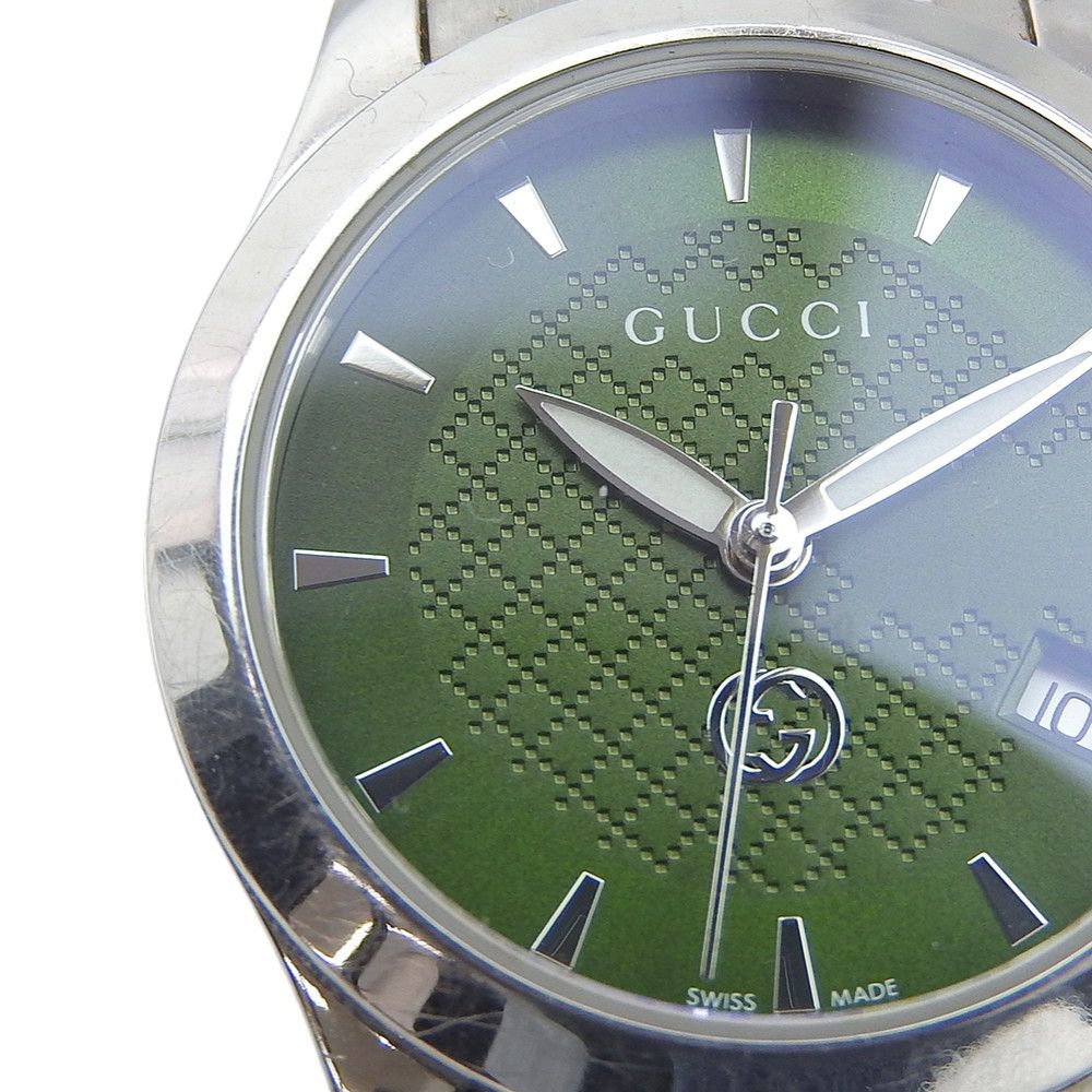 Gucci 126.5 Stainless Steel Quartz Analog Display Green Dial Watch — view 9