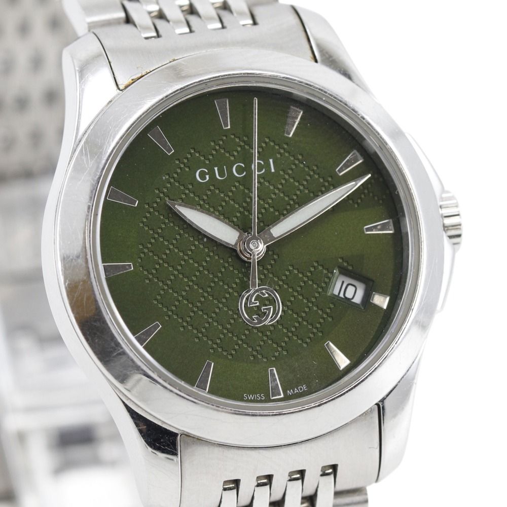 Gucci 126.5 Stainless Steel Quartz Analog Display Green Dial Watch — view 3