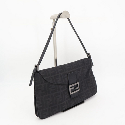 Fendi Baguette Bag Black Zucchino Canvas