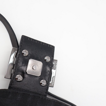 Fendi Baguette Bag Black Zucchino Canvas — view 7