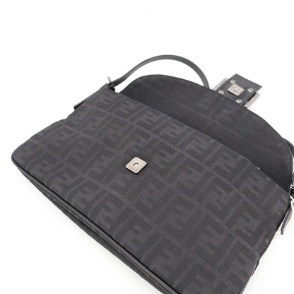 Fendi Baguette Bag Black Zucchino Canvas — view 9