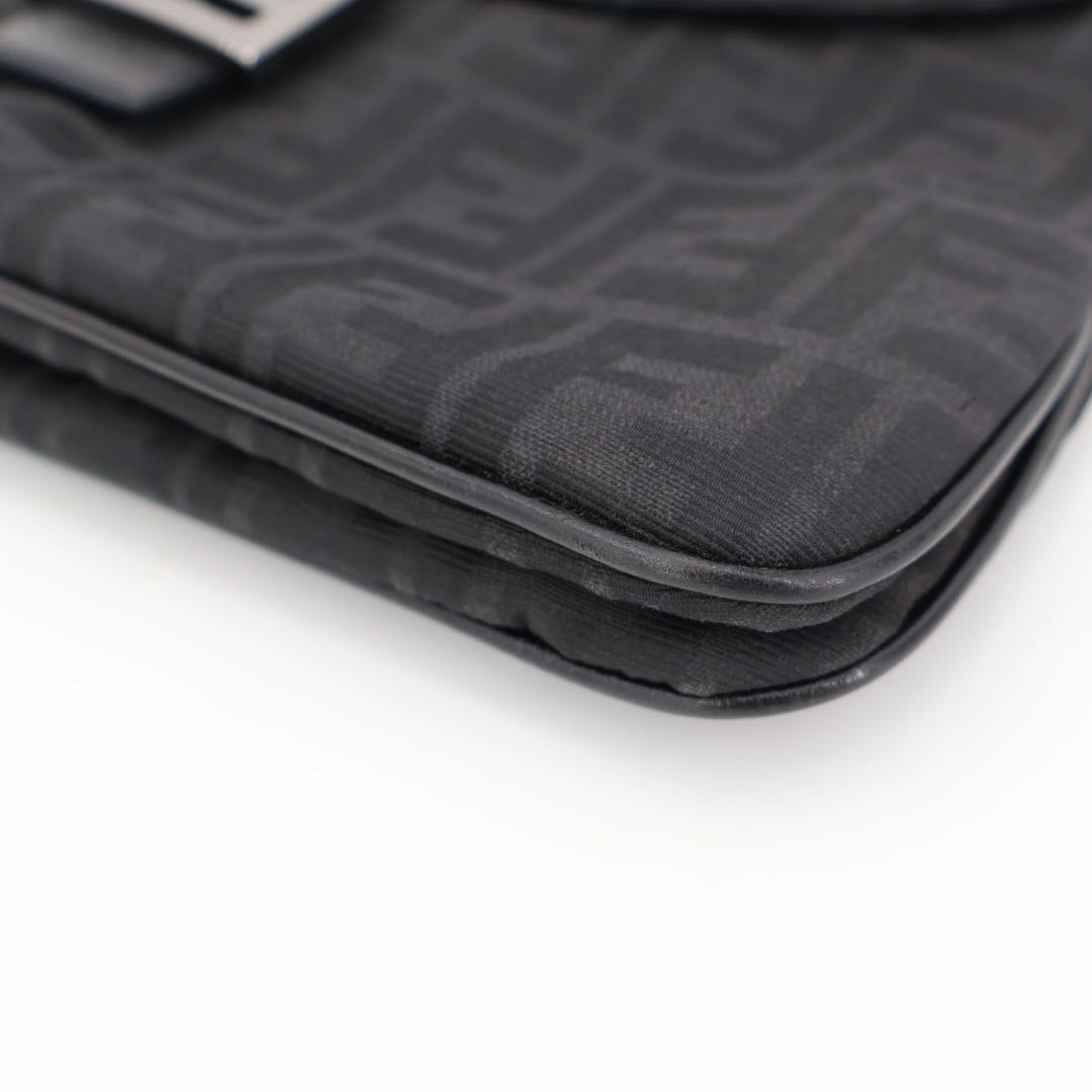 Fendi Baguette Bag Black Zucchino Canvas — view 2
