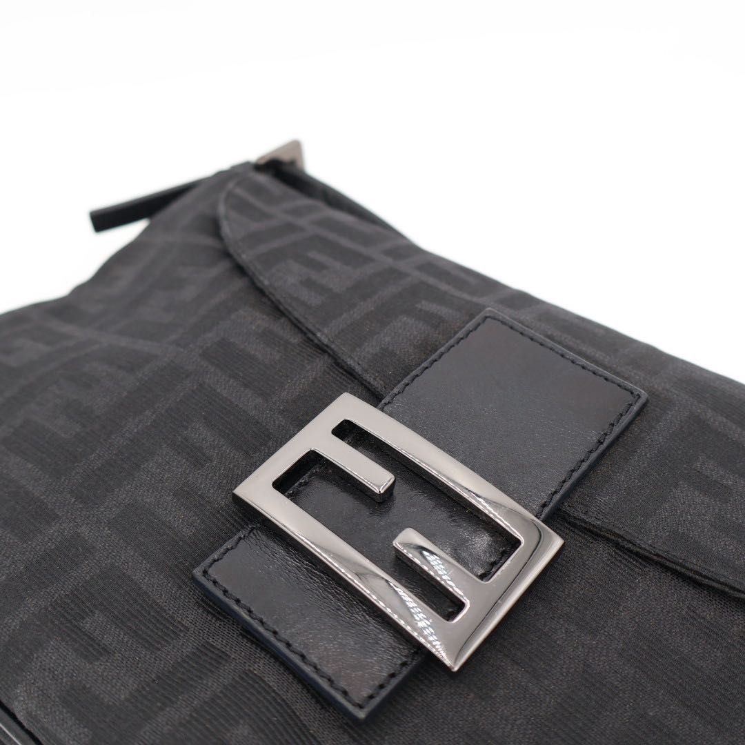 Fendi Baguette Bag Black Zucchino Canvas — view 6