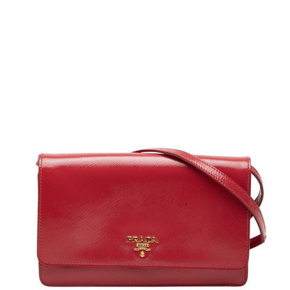 Prada Logo Crossbody Shoulder Bag Wallet Pink Saffiano Leather