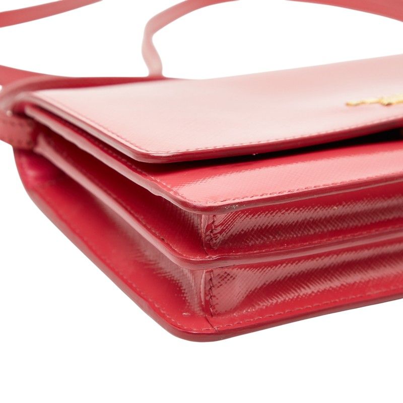 Prada Logo Crossbody Shoulder Bag Wallet Pink Saffiano Leather — view 5