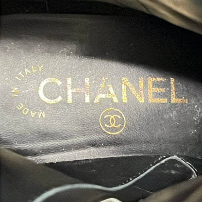 Chanel 1 2C Ready Black CC Logo Gold Leather Boot — view 6