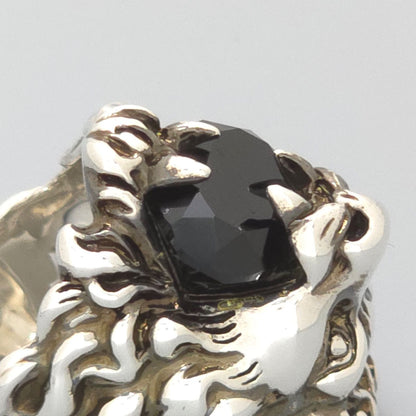Gucci Crystal Lion Head Ring Black Aging Finish Metal — view 7