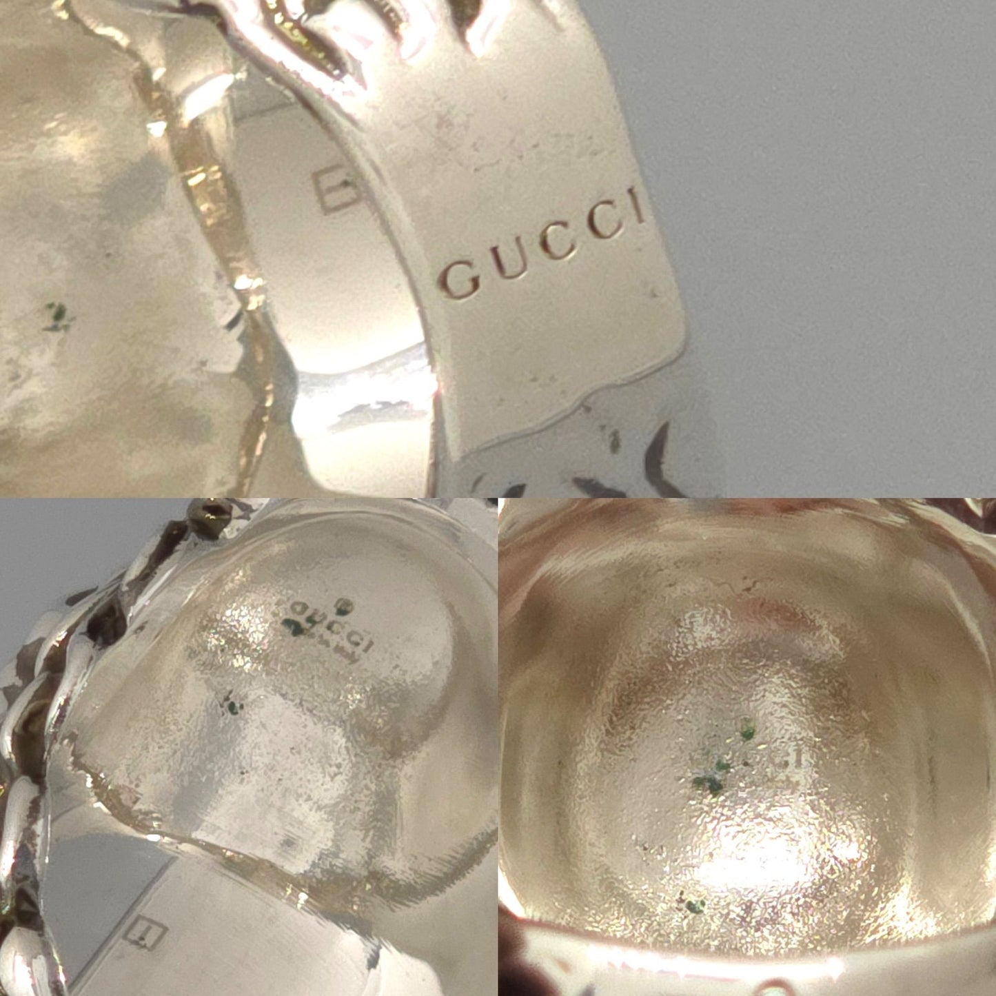 Gucci Crystal Lion Head Ring Black Aging Finish Metal — view 5
